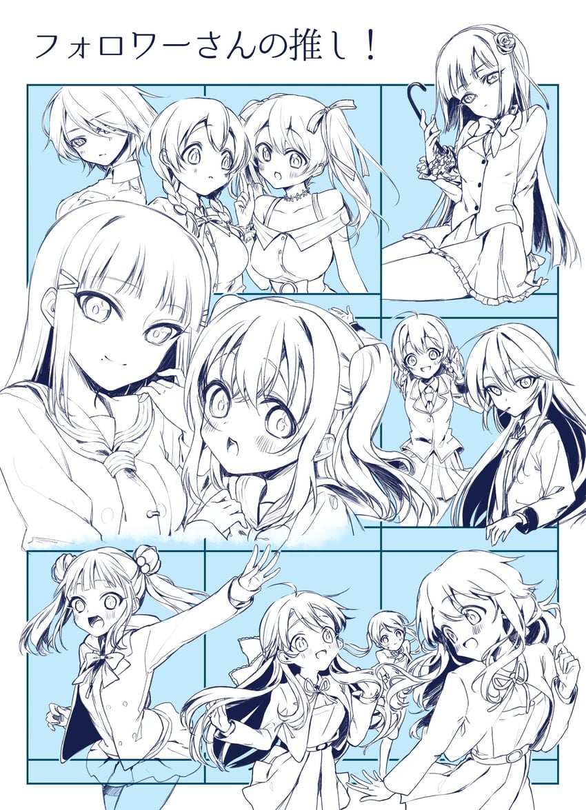 kurosawa dia, kurosawa ruby, emma verde, ayanokoji himeno, jennifer, and 7 more (love live! and 3 more) drawn by koyoru-f
