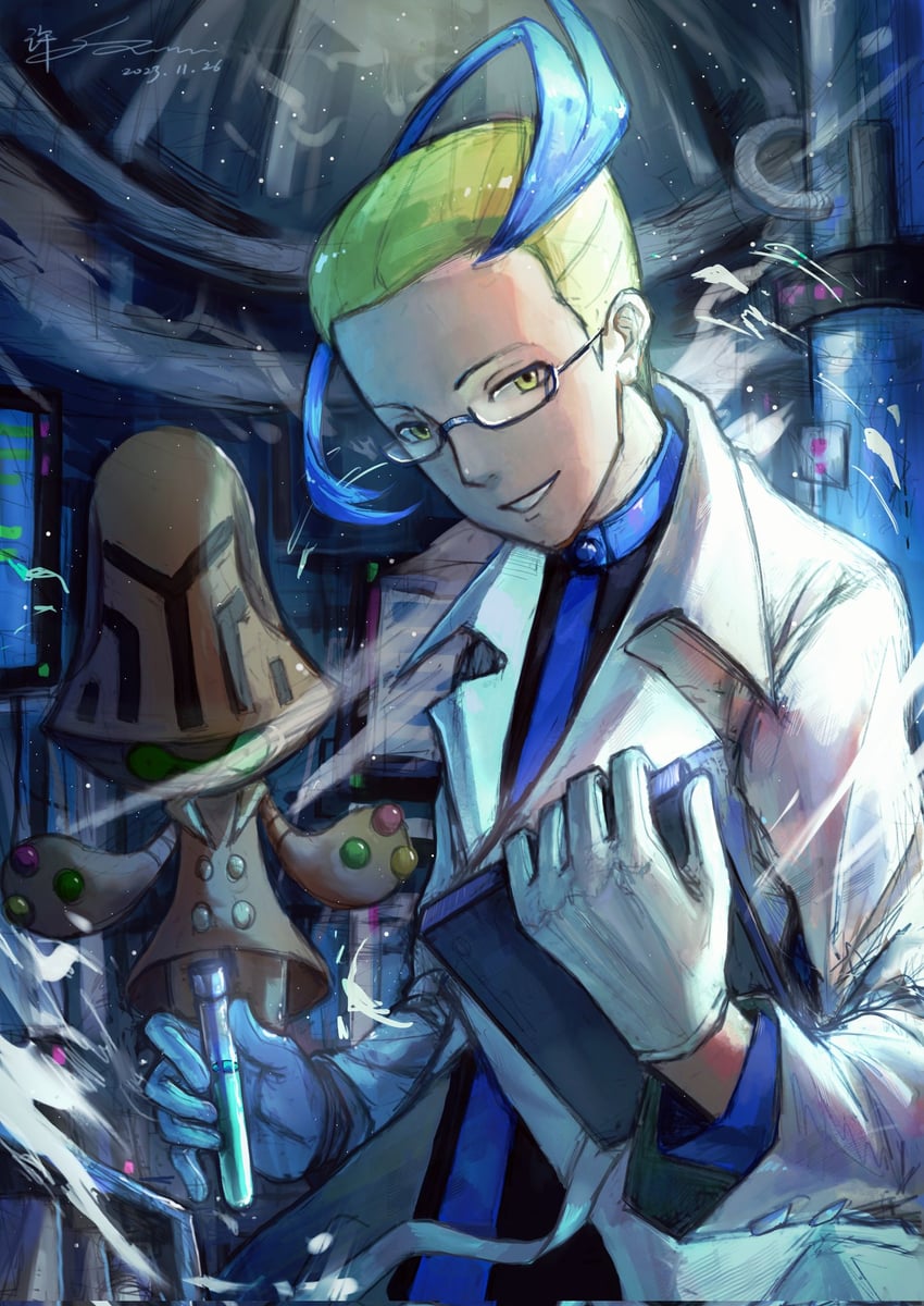 colress and beheeyem (pokemon and 1 more) drawn by ffuald1013
