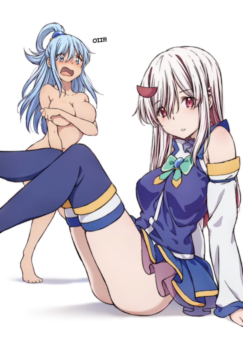 aqua and hoseki mio (original and 1 more) drawn by wakkuchin20