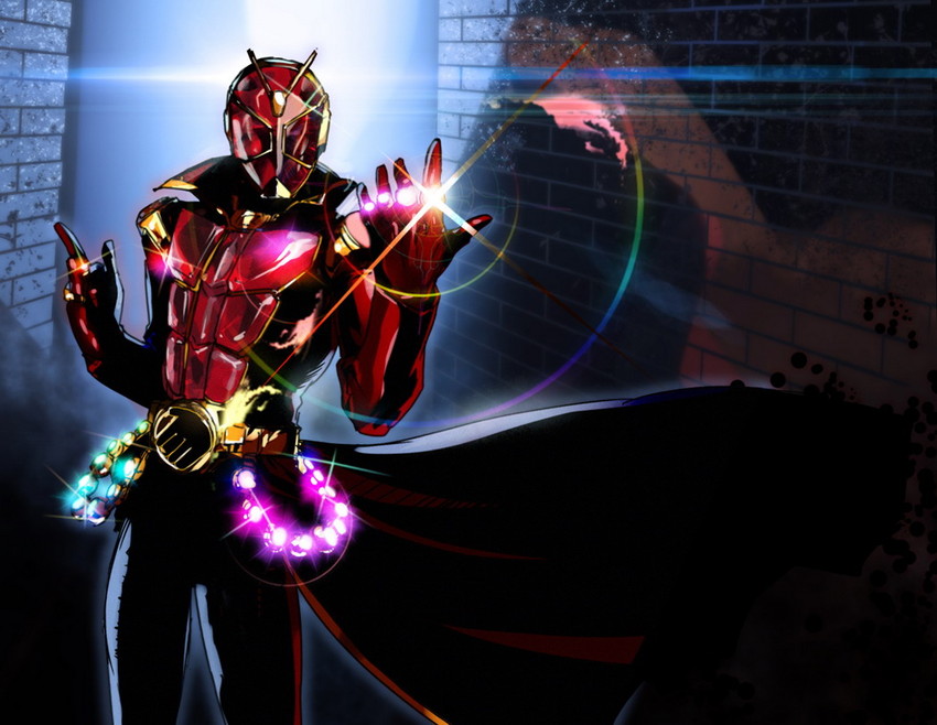 kamen rider wizard and flame style (kamen rider and 1 more) drawn by makacoon