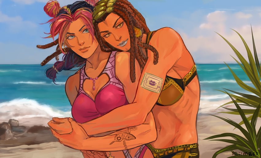 kujo jolyne and ermes costello (jojo no kimyou na bouken and 1 more) drawn by vasiliy-plumber