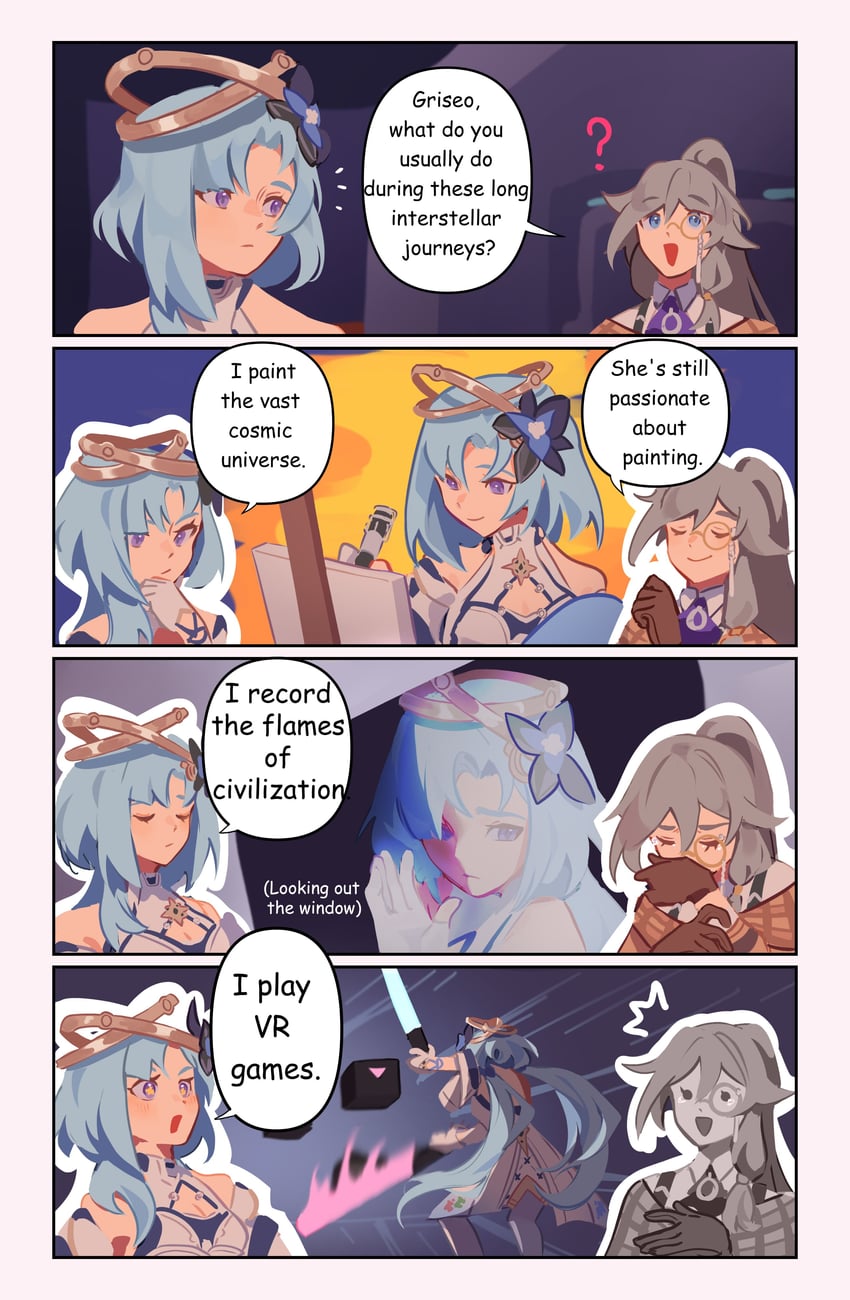 fu hua and griseo (honkai and 2 more) drawn by mararu