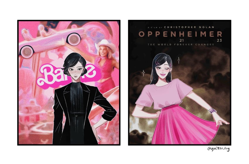 barbie and stereotypical barbie (original and 2 more) drawn by yui930