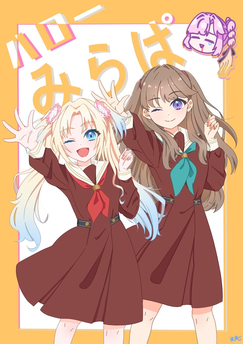 fujishima megumi, osawa rurino, and anyoji hime (love live! and 1 more) drawn by hikari_wind0919