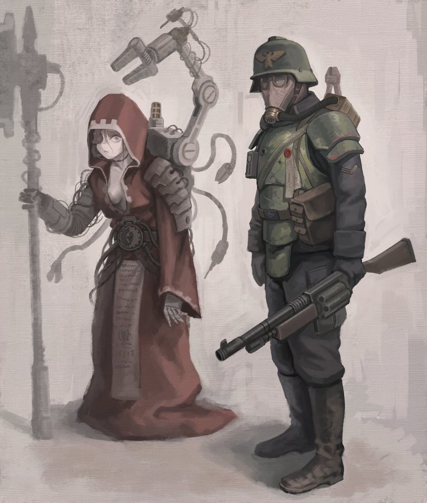 astra militarum and adeptus mechanicus (warhammer 40k) drawn by soldat_(dndosld73832)