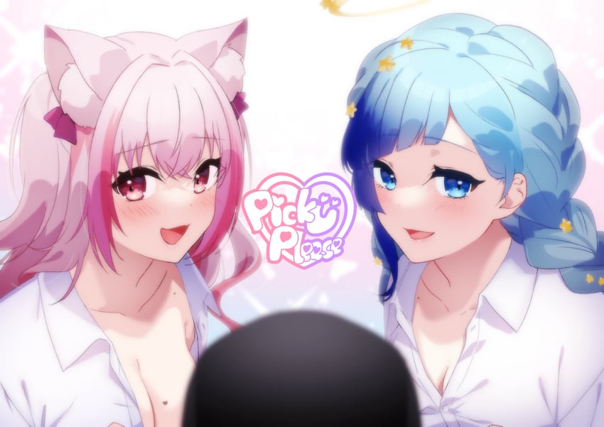 ookami kuon and sasayaki hisori (indie virtual youtuber) drawn by kitasaya_ai