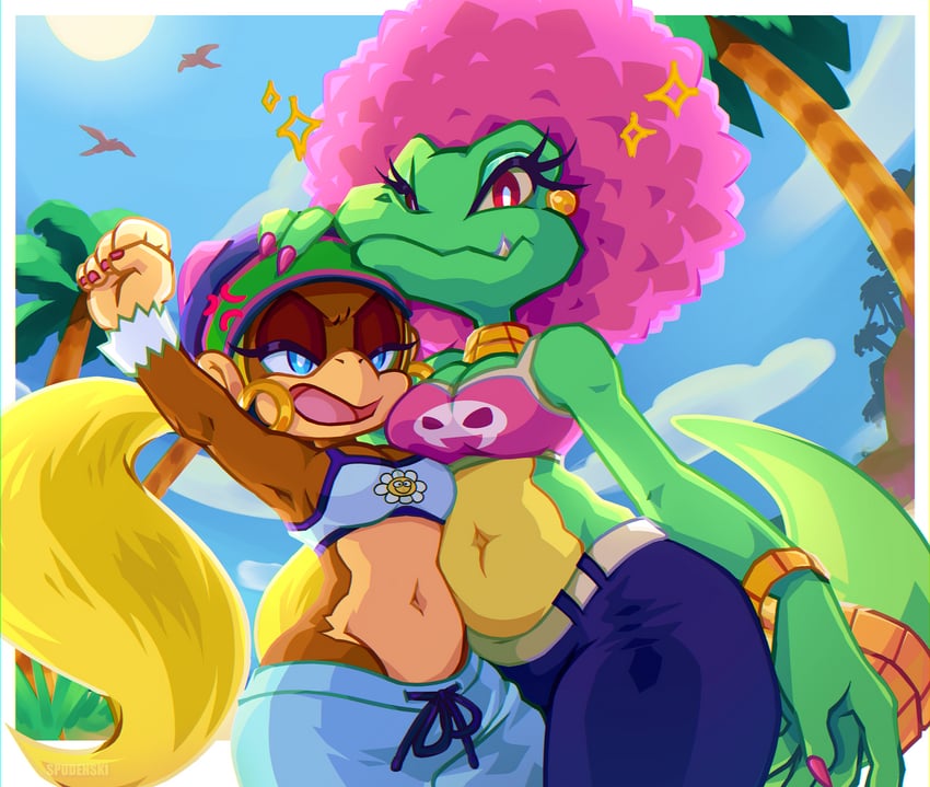 tiny kong and kalypso (donkey kong and 1 more) drawn by spudenski