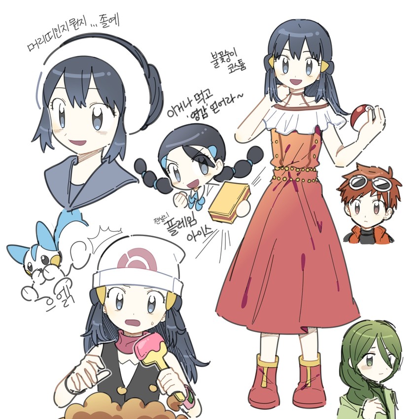 dawn, pachirisu, candice, cheryl, zoey, and 1 more (pokemon and 1 more) drawn by dawnlover_01