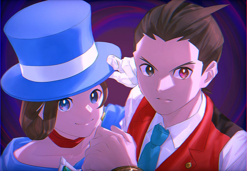 apollo justice and trucy wright (ace attorney) drawn by yymmawo_vv2