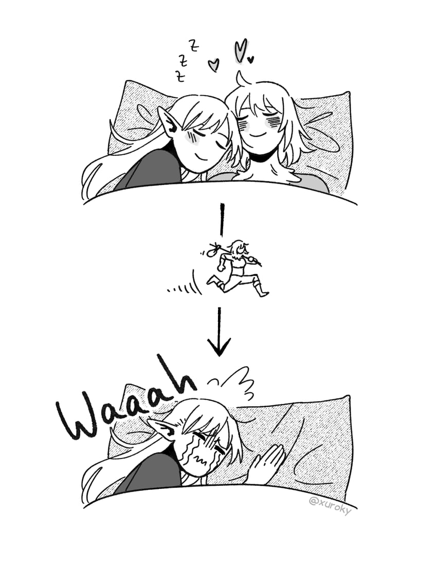 marcille donato and falin touden (dungeon meshi) drawn by kkxuroky