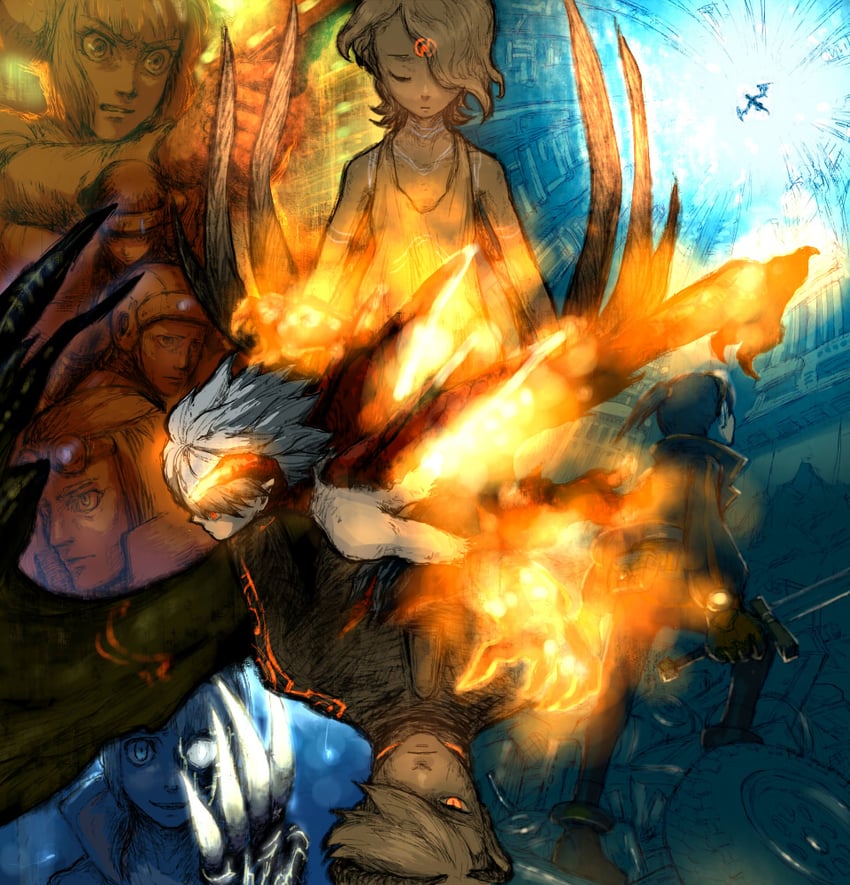 nina, lin, ryu, bosch 1/64, and elyon (breath of fire and 1 more) drawn by xi