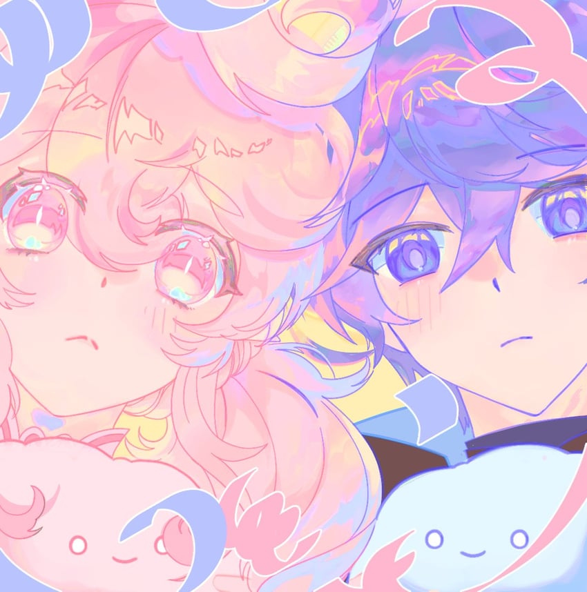 laby, noah ebalon, radiant soul, and liberator (elsword) drawn by bulletshotme