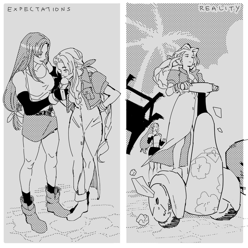 tifa lockhart and aerith gainsborough (final fantasy and 3 more) drawn by j.r._doyle