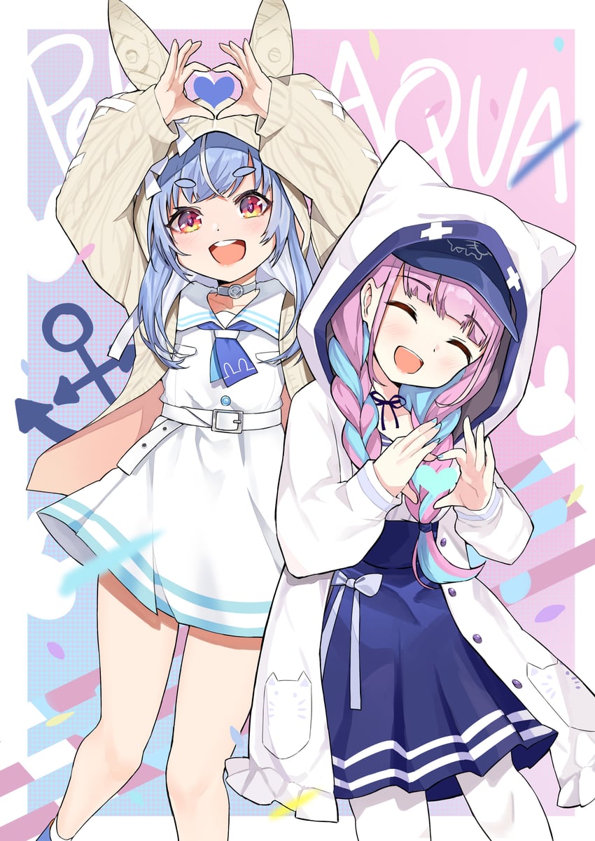 usada pekora and minato aqua (hololive) drawn by jiejeat