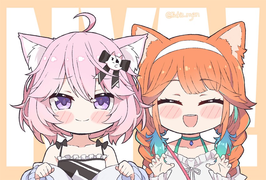 takanashi kiara and nyatasha nyanners (hololive and 2 more) drawn by kukie-nyan