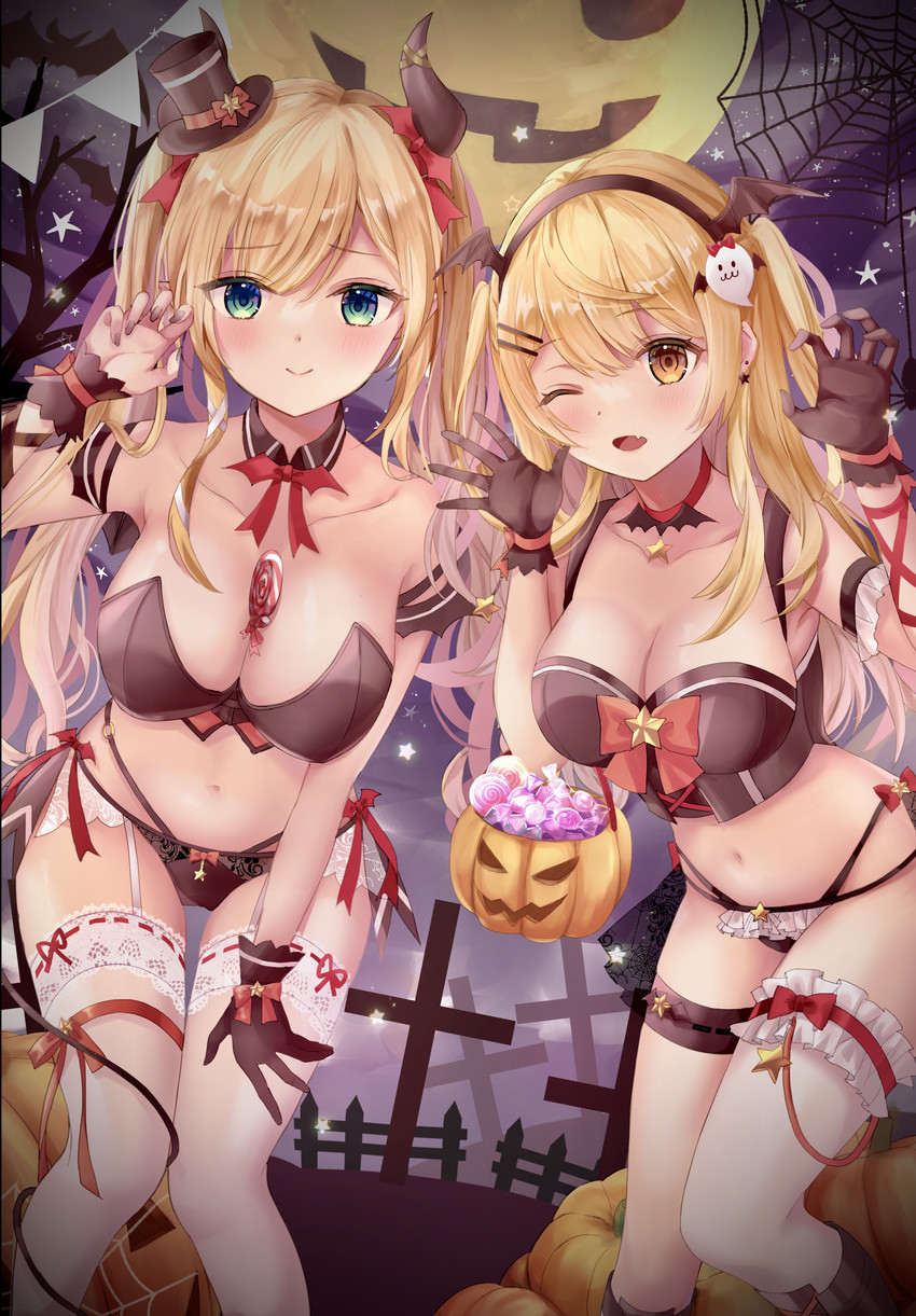 yuzuki choco and yozora mel (hololive) drawn by kebaboishii