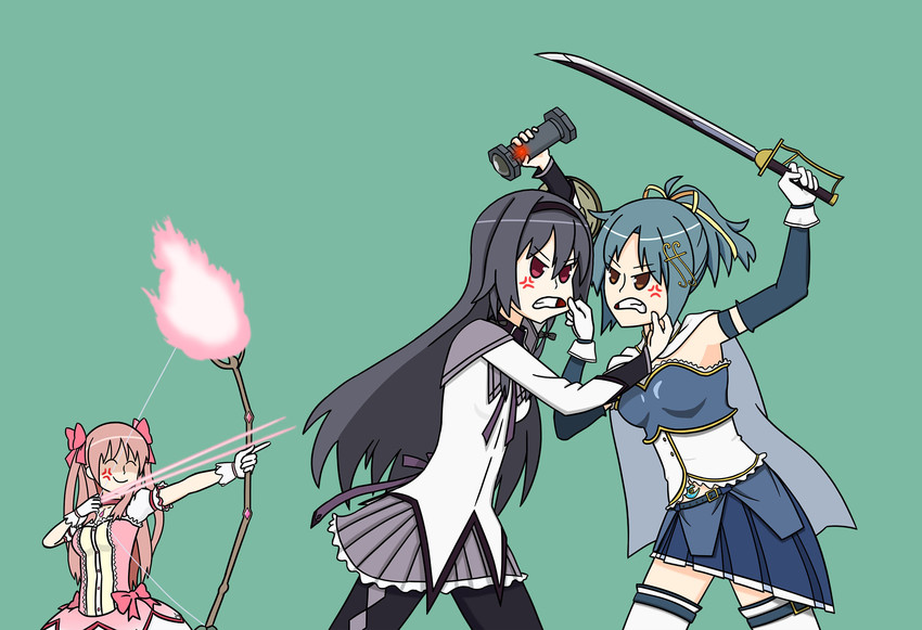akemi homura, kaname madoka, miki sayaka, azumi risa, ayase miya, and 1 more (mahou shoujo madoka magica and 1 more) drawn by nonbi