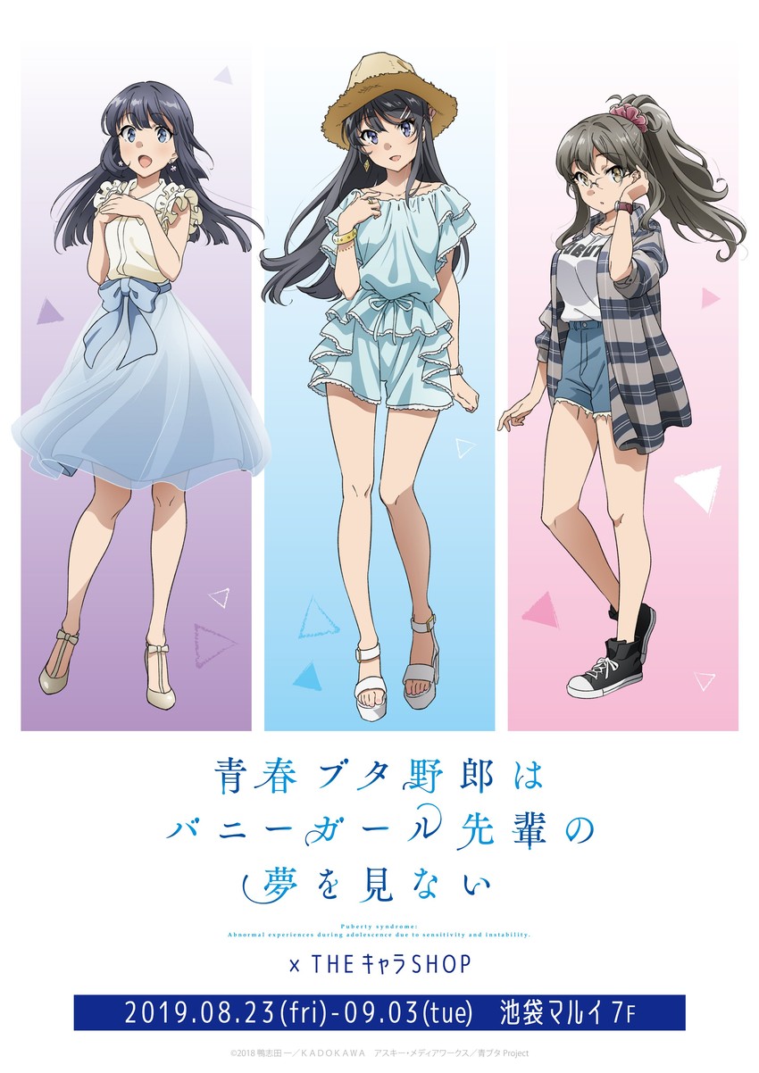 sakurajima mai, futaba rio, and makinohara shouko (seishun buta yarou)