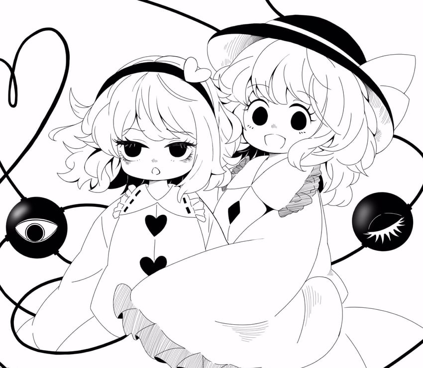 komeiji koishi and komeiji satori (touhou) drawn by hanokami