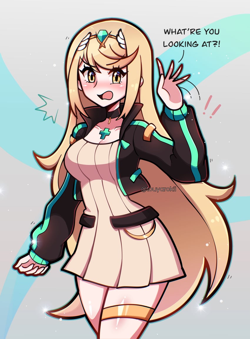 mythra (xenoblade chronicles and 1 more) drawn by touyarokii