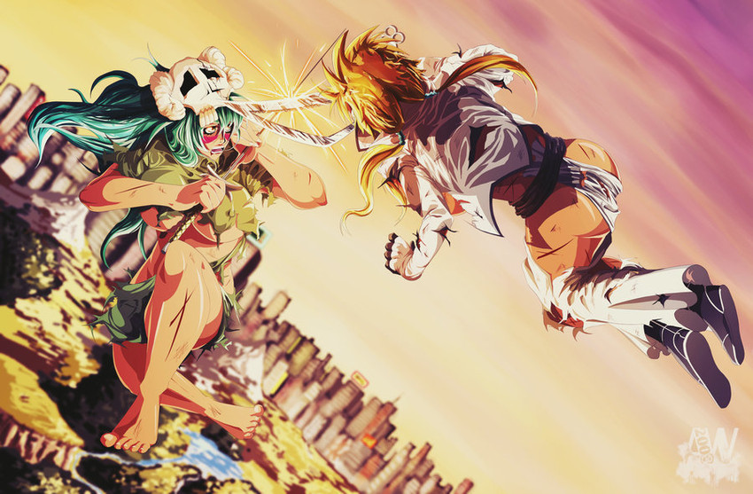 tier harribel and nelliel tu odelschwanck (bleach) drawn by raphael_michael