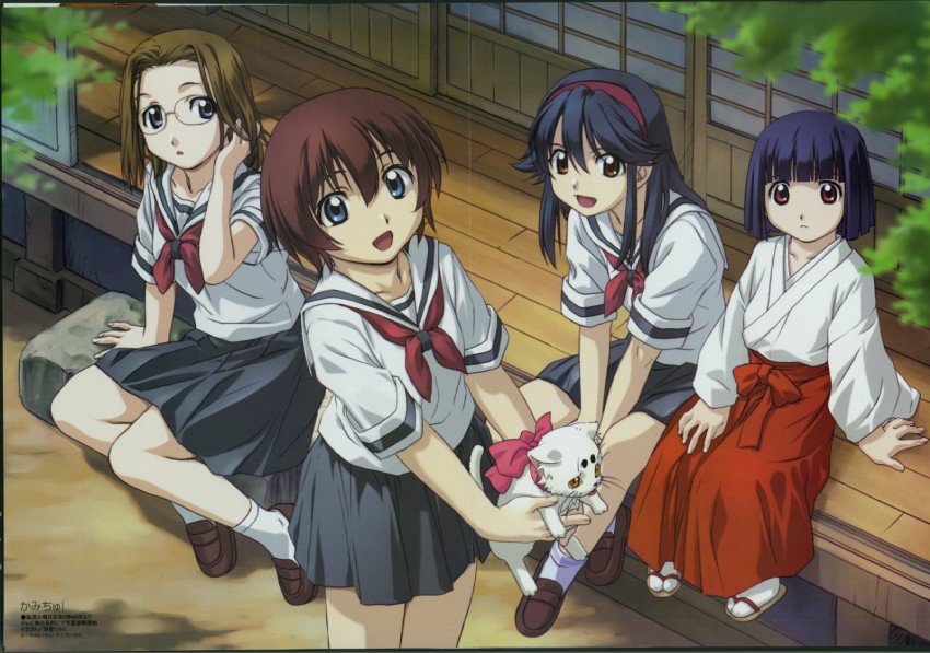 hitotsubashi yurie, shijou mitsue, saegusa matsuri, saegusa miko, and hitotsubashi tama (megami magazine and 1 more) drawn by uon_taraku
