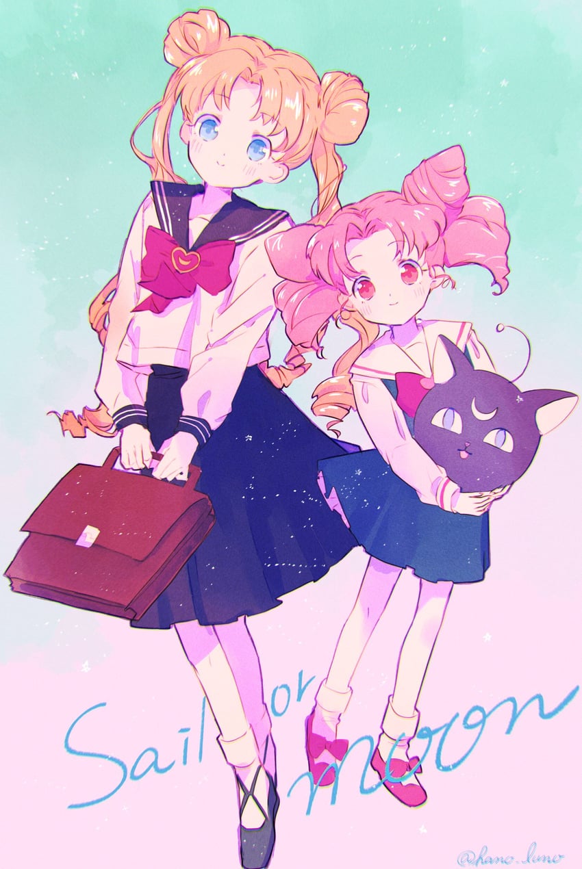 tsukino usagi, chibi usa, and luna-p (bishoujo senshi sailor moon and 2 more) drawn by hano_luno