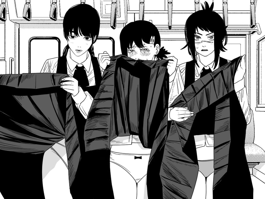 higashiyama kobeni, mitaka asa, and tendou michiko (chainsaw man) drawn by nanami_toga