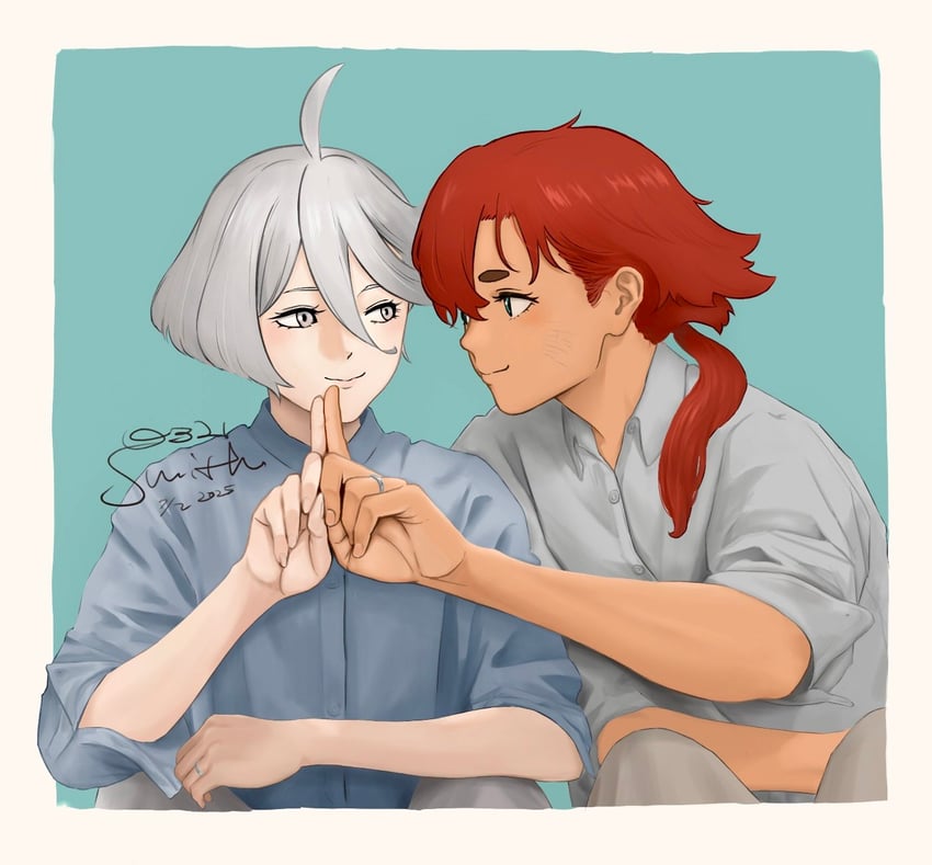 suletta mercury and miorine rembran (gundam and 1 more) drawn by 0321smith