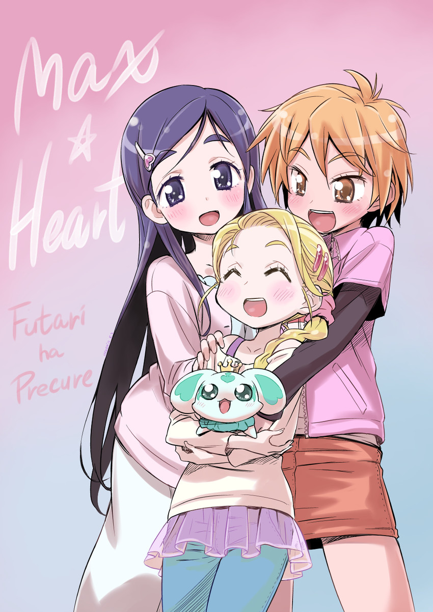 misumi nagisa, yukishiro honoka, kujou hikari, and porun (precure and 2 more) drawn by isedaichi_ken