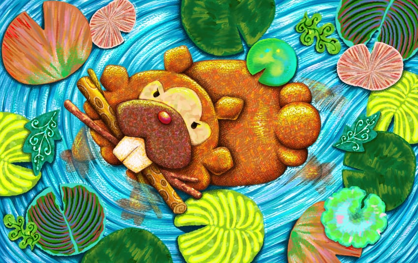 bidoof (pokemon and 1 more) drawn by mio_with_a