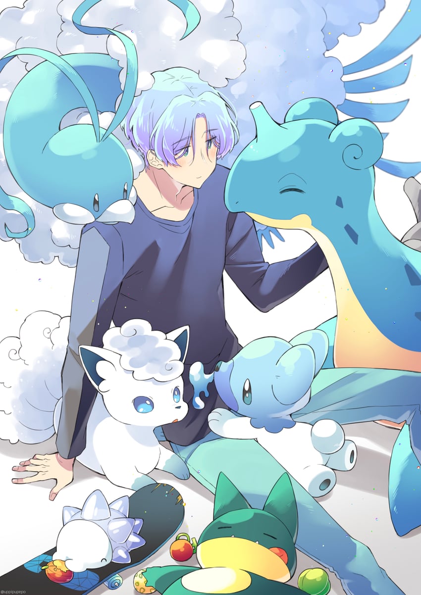 alolan vulpix, altaria, lapras, munchlax, snom, and 2 more (pokemon and 1 more) drawn by uppi