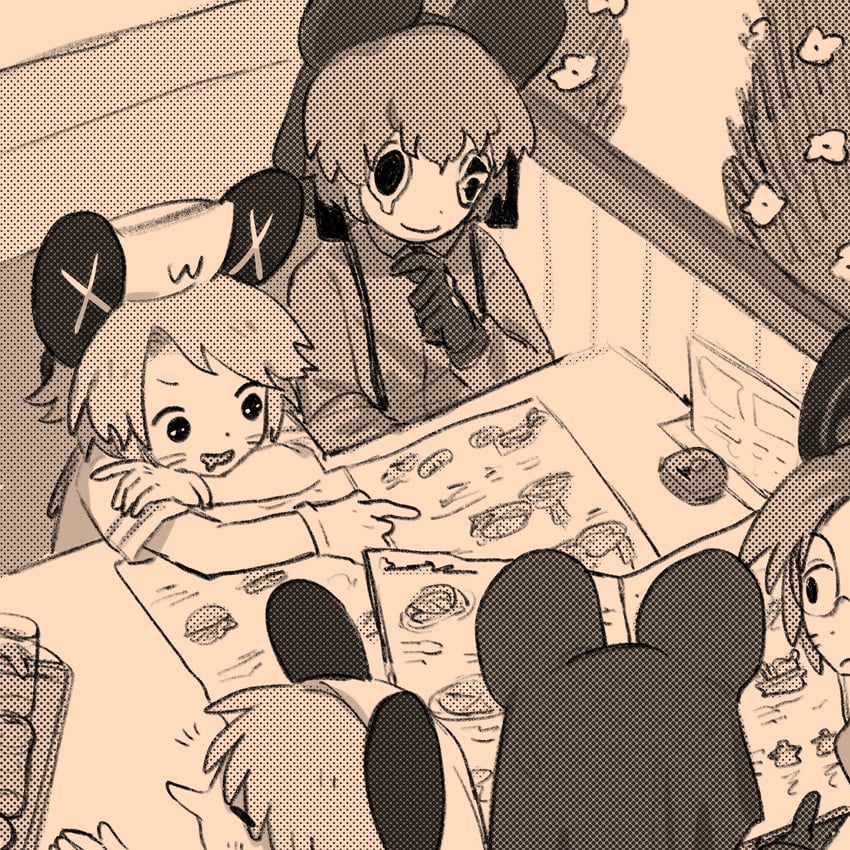 present day problem takeuchi robert, kinder surprised michael jr., ratman 4, ratman 3, and ratman 5 (randal's friends) drawn by shieriru