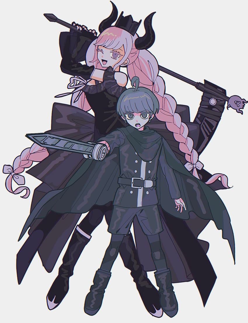 yuma kokohead and shinigami (master detective archives: rain code) drawn by pisapipi