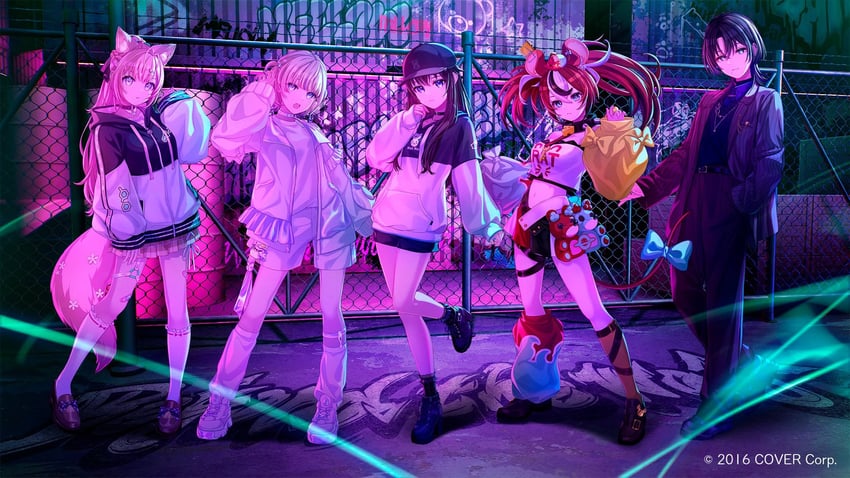 hakos baelz, hakui koyori, tokino sora, mr. squeaks, hiodoshi ao, and 1 more (hololive and 4 more) drawn by sanosomeha