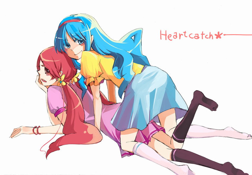 kurumi erika and hanasaki tsubomi (precure and 1 more) drawn by kazhi