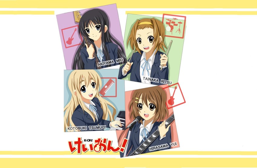 akiyama mio, hirasawa yui, tainaka ritsu, and kotobuki tsumugi (k-on!)