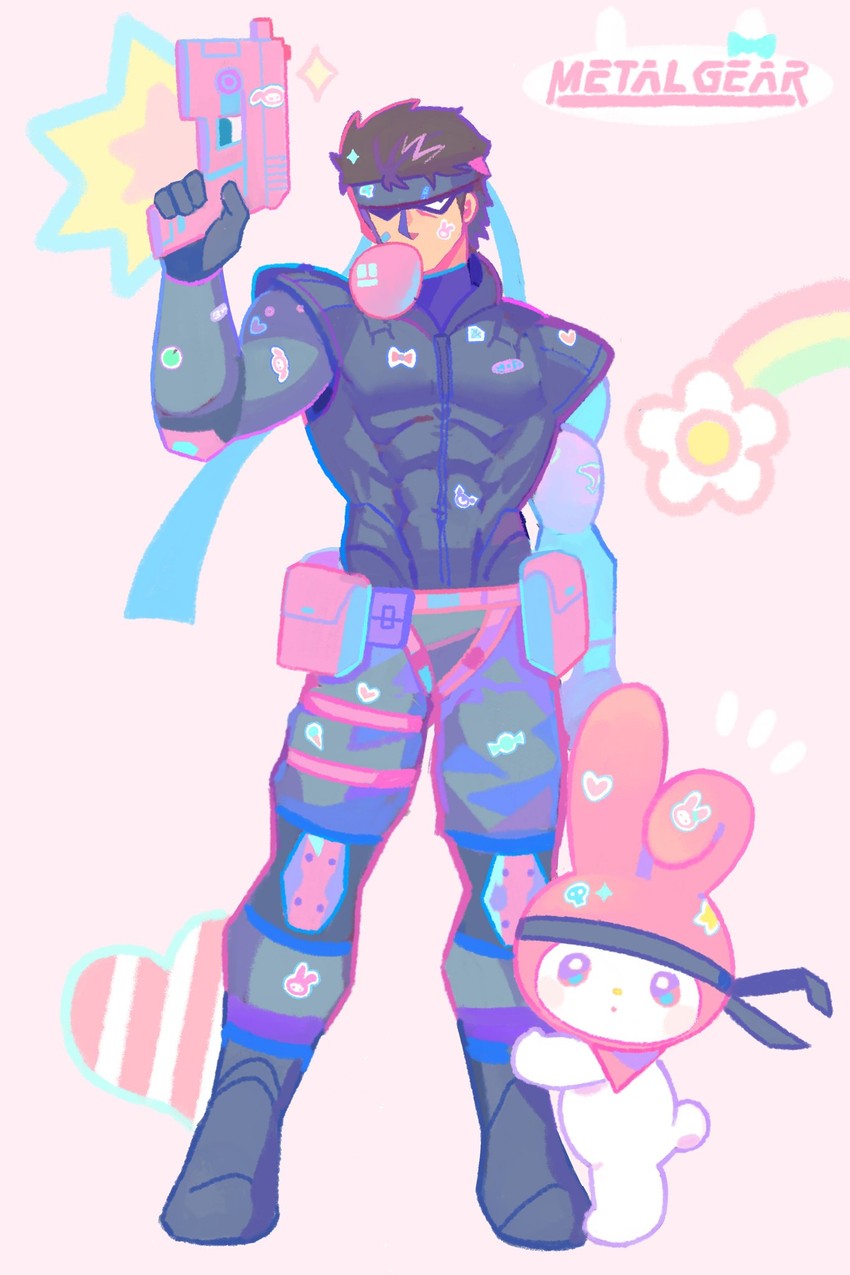 my melody and solid snake (sanrio and 3 more) drawn by denaseey