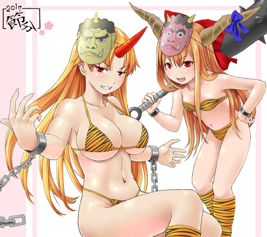 ibuki suika and hoshiguma yuugi (touhou) drawn by ragi_(schrdngr)