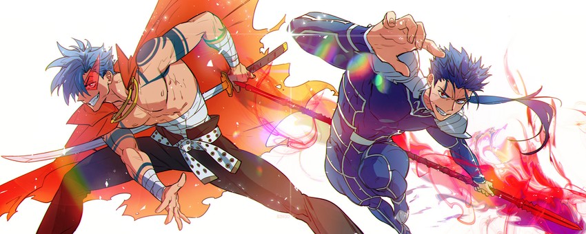 cu chulainn and kamina (fate and 2 more) drawn by g0ringo