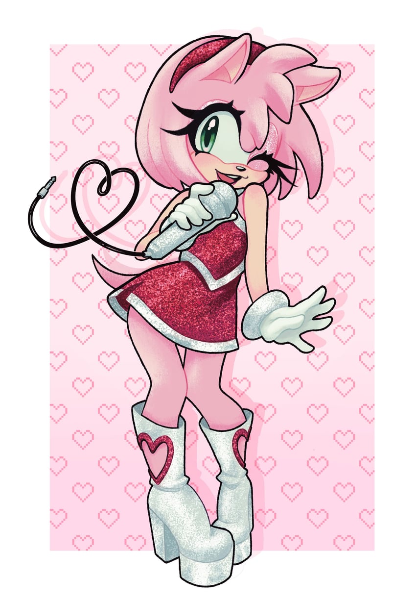 amy rose and sabrina carpenter (sonic) drawn by flora_(florathemoth)