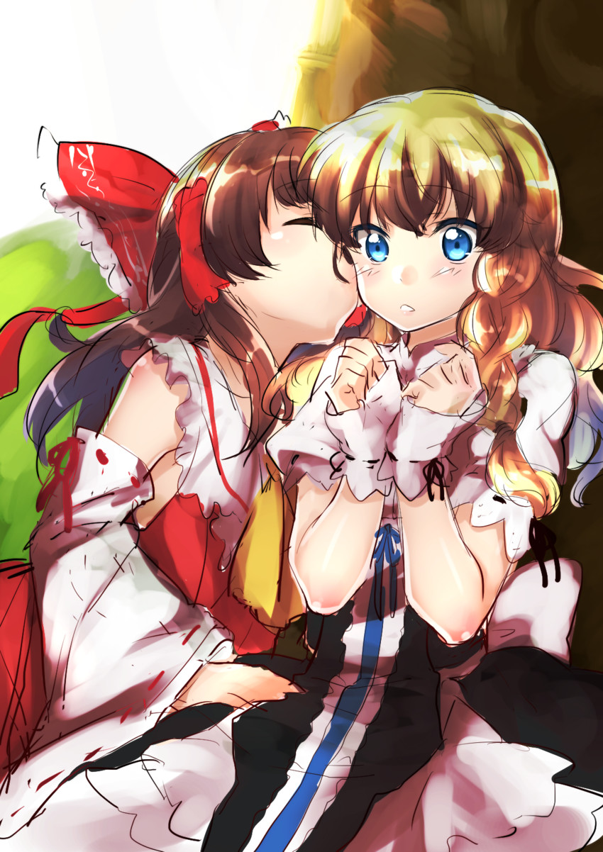 hakurei reimu and kirisame marisa (touhou and 1 more) drawn by kitasaya_ai