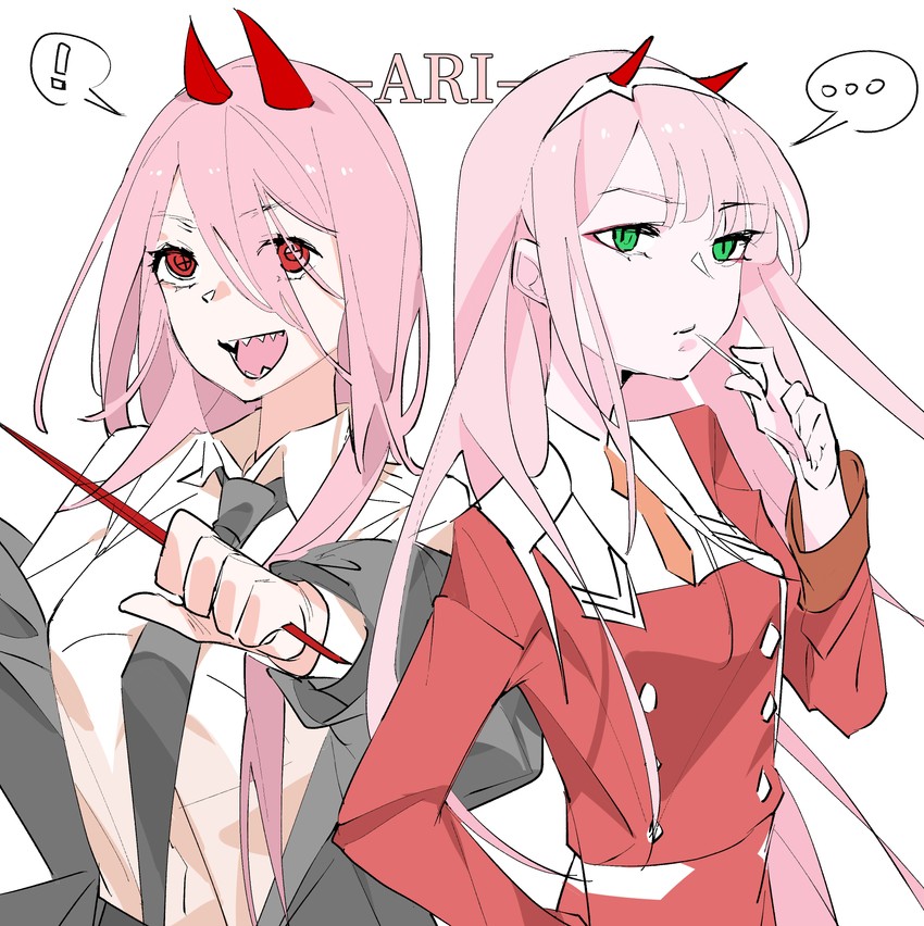 power and zero two (chainsaw man and 1 more) drawn by tenshinteki_ari
