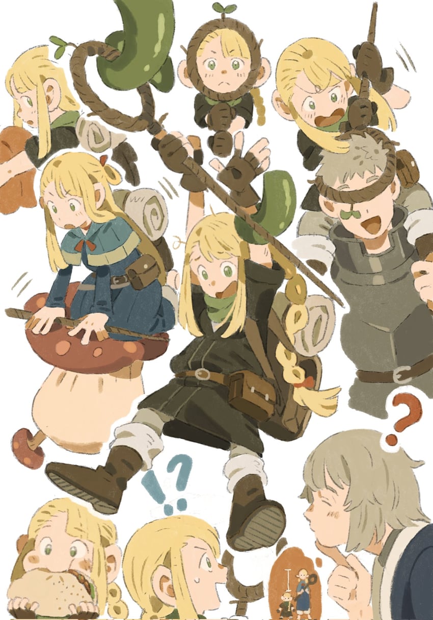 marcille donato, falin touden, and laios touden (dungeon meshi) drawn by x_xinnnnnn