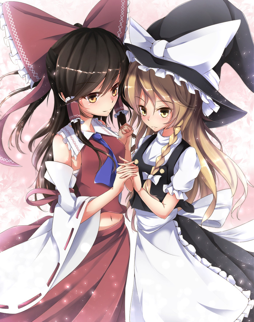 hakurei reimu and kirisame marisa (touhou) drawn by toyosaki_shu