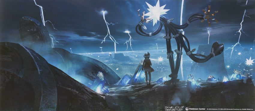 selene and xurkitree (pokemon and 1 more) drawn by rounin_(amuza)