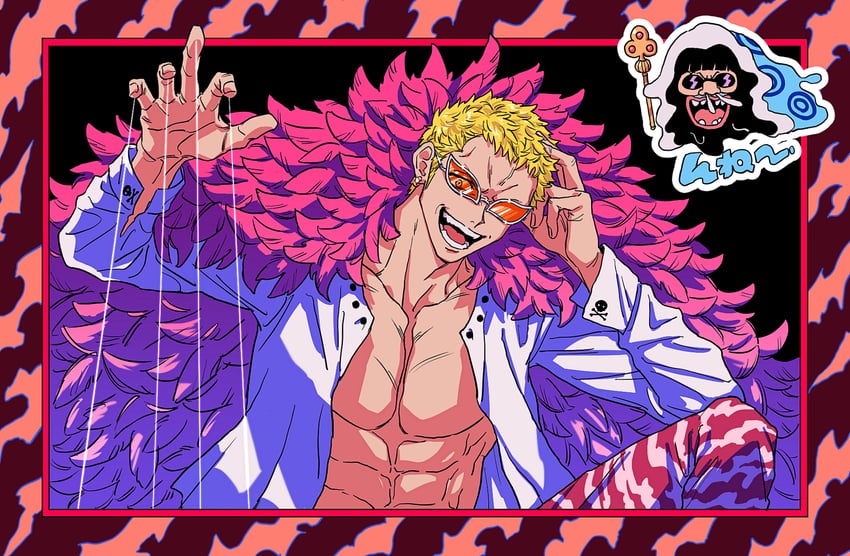 donquixote doflamingo and trebol (one piece) drawn by yakumo_(ykm)