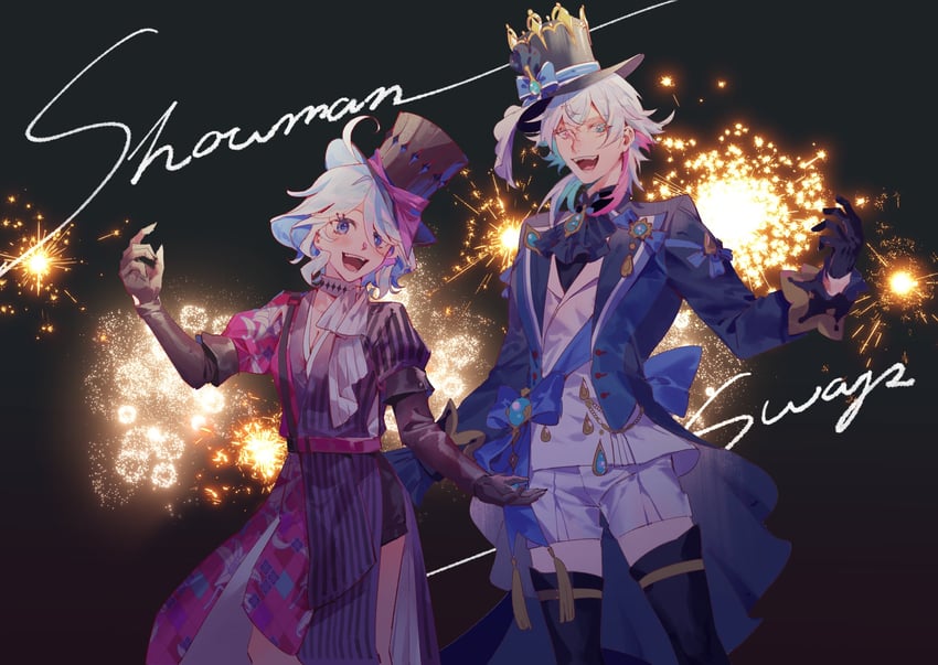 furina and gavis bettel (genshin impact and 2 more) drawn by lynnear