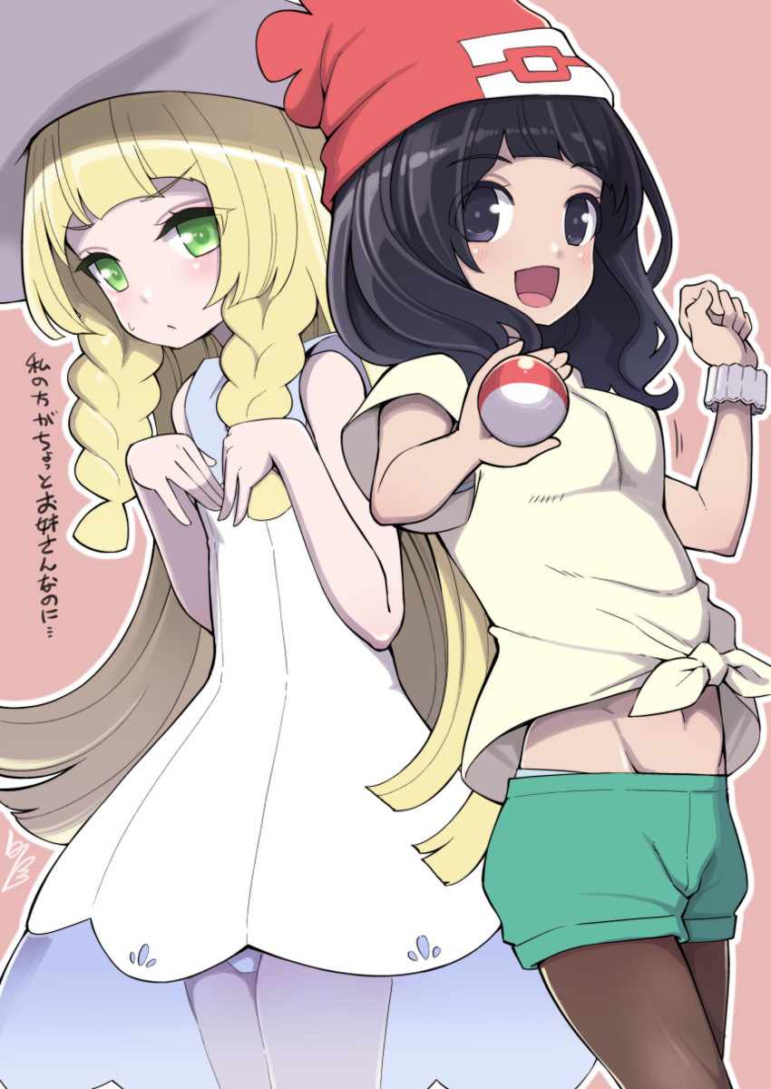 lillie and selene (pokemon and 1 more) drawn by hanauna