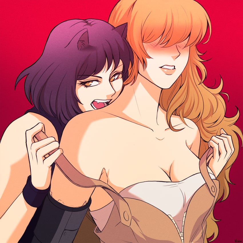 yang xiao long and blake belladonna (rwby) drawn by yellow_nicky